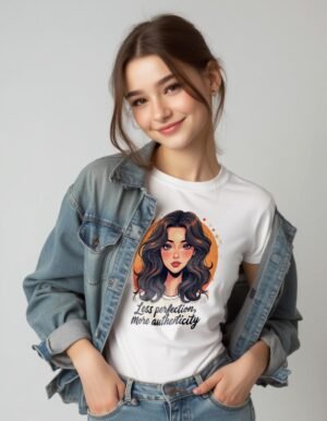 20241211044508-1efb77ab-2f21-61b2-8f4e-da0c7f248ade.jpg Less Perfection, More Authenticity Unisex T-shirt – Celebrate Your Imperfections