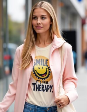 20241217232558-1efbcce4-53da-660a-9db3-2a8492f27025.jpg Smile, It's Free Therapy Unisex T-shirt – The Best Kind of Medicine