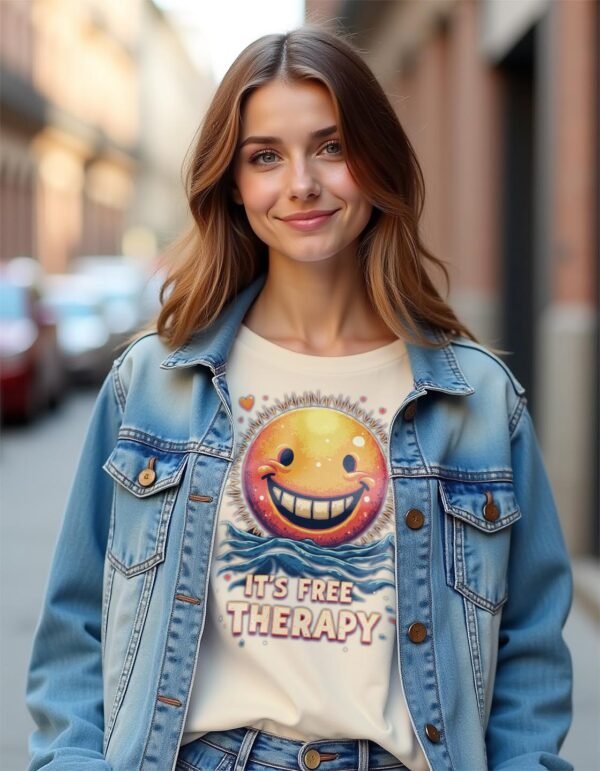 20241217232736-1efbcce7-f95f-64d8-938e-ca73a63ac2dc.jpg Smile, It's Free Therapy Unisex T-shirt β Your Daily Dose of Happiness