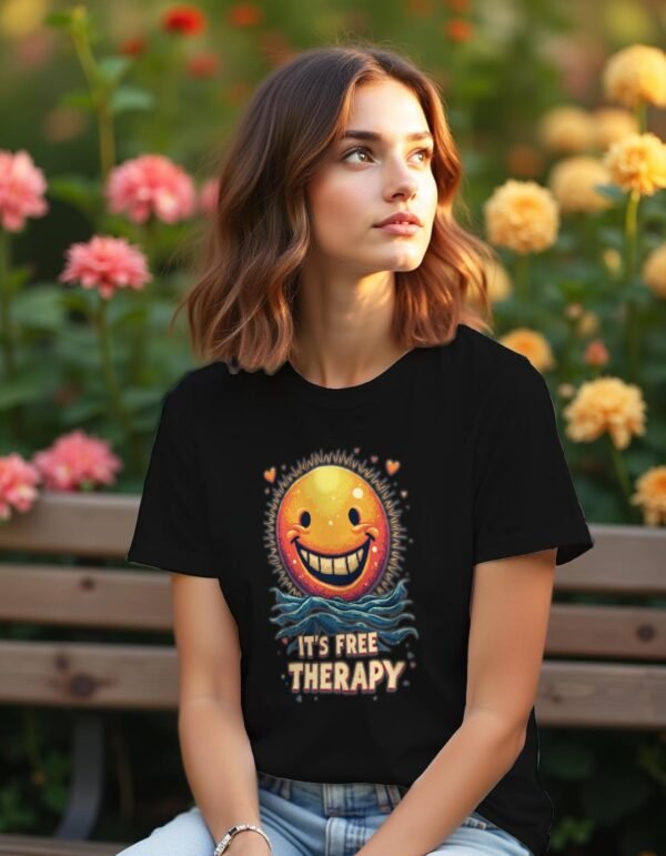 20241217232750-1efbcce8-7f8c-6fba-84d3-c20c16e02faa.jpg Smile, It's Free Therapy Unisex T-shirt β Your Daily Dose of Happiness