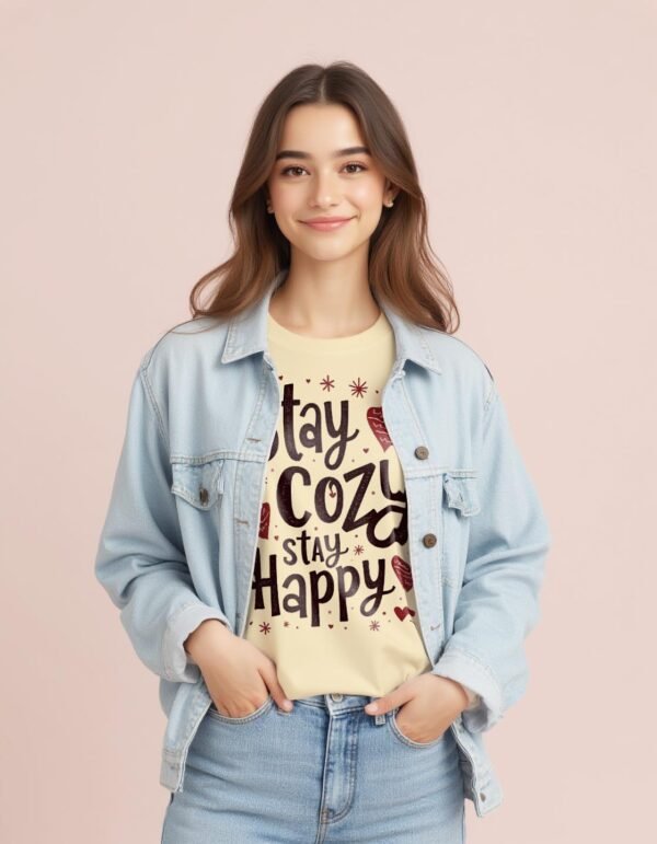 20241218022610-1efbce77-1bab-6c54-a358-ca73a63ac2dc.jpg Stay Cozy, Stay Happy Unisex T-shirt – Comfort is the Key to Happiness