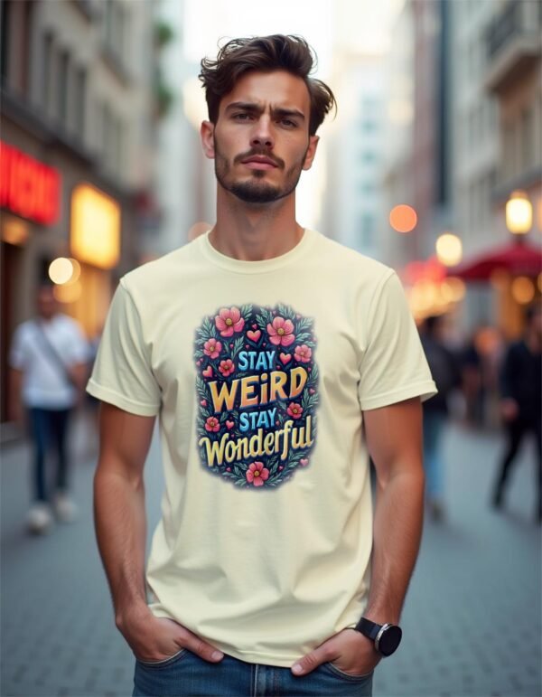 20241218025715-1efbcebc-9456-663c-a8b8-f6bebcce74d5.jpg Stay Weird, Stay Wonderful Unisex T-shirt – Love Your Quirky Side