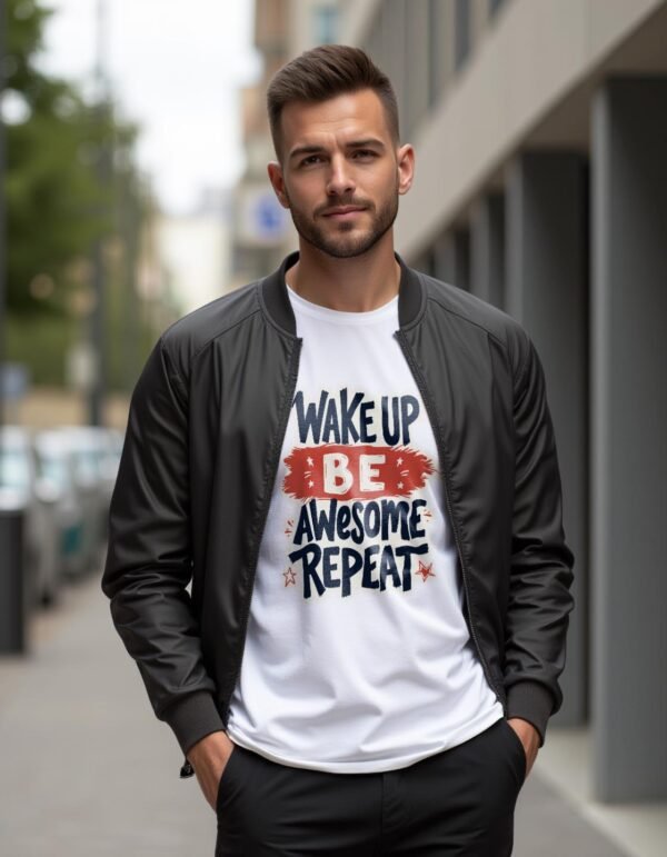 Wake Up, Be Awesome, Repeat Unisex T-shirt – Start Strong Every Day