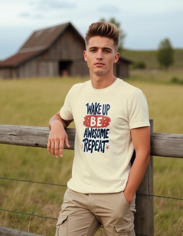 Wake Up, Be Awesome, Repeat Unisex T-shirt – Start Strong Every Day