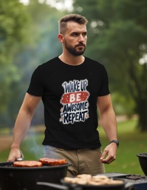 Wake Up, Be Awesome, Repeat Unisex T-shirt – Start Strong Every Day
