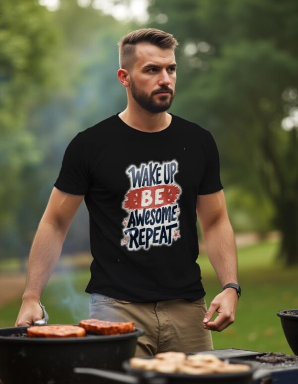 Wake Up, Be Awesome, Repeat Unisex T-shirt – Start Strong Every Day