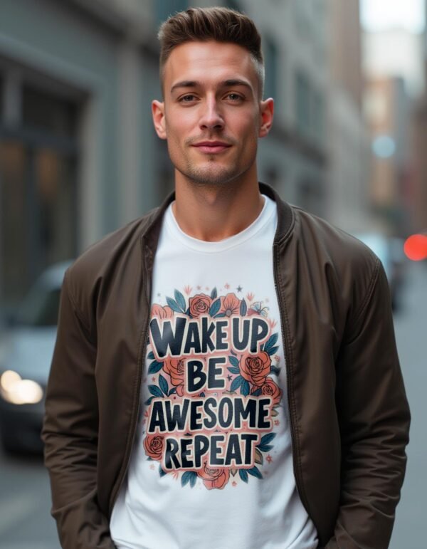 Wake Up, Be Awesome, Repeat Unisex T-shirt – Embrace Your Inner Awesomeness