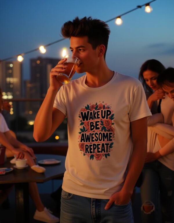 Wake Up, Be Awesome, Repeat Unisex T-shirt – Embrace Your Inner Awesomeness