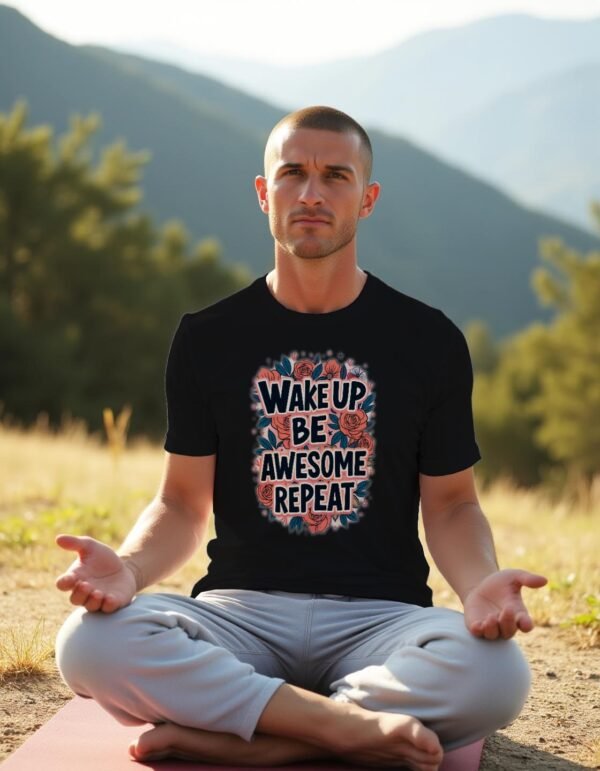Wake Up, Be Awesome, Repeat Unisex T-shirt – Embrace Your Inner Awesomeness