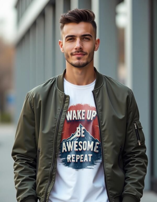 Wake Up, Be Awesome, Repeat Unisex T-shirt – Own Your Day with Confidence