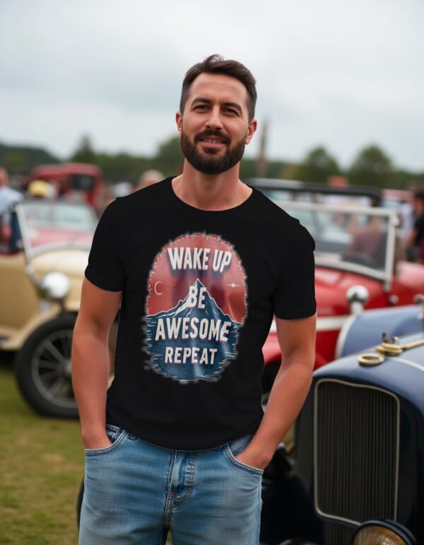 Wake Up, Be Awesome, Repeat Unisex T-shirt – Own Your Day with Confidence