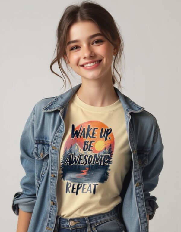 Wake Up, Be Awesome, Repeat Unisex T-shirt – Fuel Your Day with Positivity