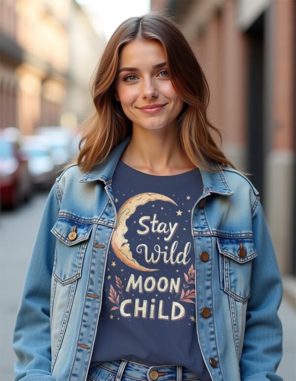 20241218031539-1efbcee5-bbb8-6eb8-a9d9-2a8492f27025.jpg Stay Wild, Moon Child Unisex T-shirt – Embrace Your Free Spirit