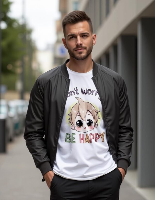 20241218035916-1efbcf47-3163-6ab2-9046-f6bebcce74d5.jpg No Worries, Just Smiles – Don’t Worry, Be Happy Unisex T-shirt
