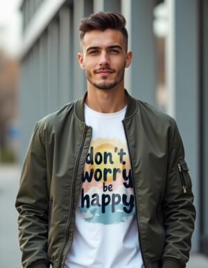 20241218040842-1efbcf5c-4940-6fd0-8e2b-c20c16e02faa.jpg Positive Vibes Only – Don’t Worry, Be Happy Unisex T-shirt