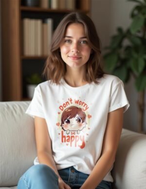 20241218041933-1efbcf74-8d69-69ec-bc4e-4e613ce8fc32.jpg Don't Worry, Be Happy Unisex T-shirt – Simple Joys Await