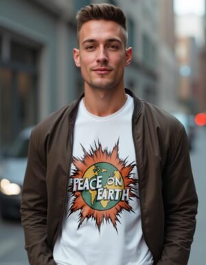 20241219231450-1efbe5f0-c4e0-6e42-96ca-969d36cb3f72.jpg Peace on Earth Unisex T-shirt – Perfect for Spreading Joy
